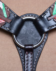 HILASON Western Horse Genuine Leather Printed Tack set Black | for