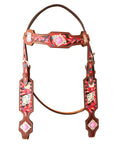 Hilason Western Horse Headstall Leather Concho Beaded Inlay Brown