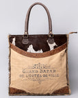OHLAY KB518 TOTE Upcycled Canvas Hair-on Genuine Leather women bag western handbag purse