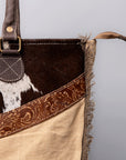 OHLAY KB518 TOTE Upcycled Canvas Hair-on Genuine Leather women bag western handbag purse