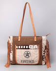 OHLAY KB519 TOTE Upcycled Canvas Hair-on Genuine Leather women bag western handbag purse