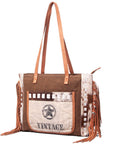 OHLAY KB519 TOTE Upcycled Canvas Hair-on Genuine Leather women bag western handbag purse