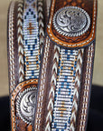 32-46 In Western Ariat Belt Leather Mens Basketweave Conchos Brown