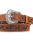 Ariat Belt 1-1/2 In Paisley Scroll Work Leather Ladies Engraved Buckle