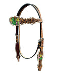 Bar H Equine Genuine Western American Leather Horse Premium Headstall & Breast Collar Set