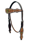 Bar H Equine Genuine Western American Leather Horse Premium Headstall & Breast Collar Set