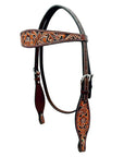 Bar H Equine Genuine Western American Leather Horse Premium Headstall & Breast Collar Set
