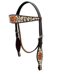 Bar H Equine Genuine Western American Leather Horse Premium Headstall & Breast Collar Set