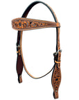 Bar H Equine Genuine Western American Leather Horse Premium Headstall & Breast Collar Set