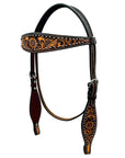 Bar H Equine Genuine Western American Leather Horse Premium Headstall & Breast Collar Set