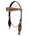 Bar H Equine Genuine Western American Leather Horse Premium Headstall & Breast Collar Set