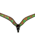 Bar H Equine Horse Genuine Leather Floral Cactus Hand Painted Breast Collar ,Headstall Brown