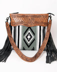 American Darling ADBGZ705 Crossbody Hand Tooled Saddle Blanket Genuine Leather Women Bag Western Handbag Purse