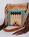 American Darling ADBGZ711 Crossbody Hand Tooled Saddle Blanket Genuine Leather Women Bag Western Handbag Purse