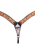 COMFYTACK By Hilason Western Horse Leather Breast Collar Headstall Set Side Buck Stitch Tan With Black Inlay