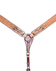 COMFYTACK By Hilason Western Horse Leather Breast Collar Headstall Set Side Buck Stitch Tan