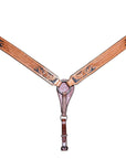 COMFYTACK By Hilason Western Horse Leather Breast Collar Headstall Set Side Buck Stitch Tan