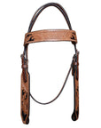 COMFYTACK By Hilason Western Horse Leather Breast Collar Headstall Set Side Buck Stitch Tan