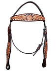 COMFYTACK By Hilason Western Horse Leather Breast Collar Headstall Set Side Buck Stitch Tan With Black Inlay