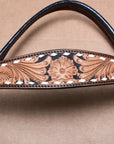 COMFYTACK By Hilason Western Horse Leather Breast Collar Headstall Set Side Buck Stitch Tan With Black Inlay