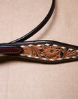 COMFYTACK By Hilason Western Horse Leather Breast Collar Headstall Set Side Buck Stitch Tan With Black Inlay