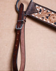 COMFYTACK By Hilason Western Horse Leather Breast Collar Headstall Set Side Buck Stitch Tan With Black Inlay