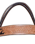 COMFYTACK By Hilason Western Horse Leather Breast Collar Headstall Set Side Buck Stitch Tan