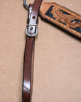 COMFYTACK By Hilason Western Horse Leather Breast Collar Headstall Set Side Buck Stitch Tan