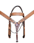 COMFYTACK By Hilason Western Horse Leather Breast Collar Headstall Set Side Buck Stitch Tan