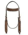 HILASON Western American Leather Horse Headstall & Breast Collar Tack Set Dark Brown With Buckstich