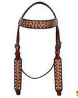 Hilason Western Horse Headstall Handtooled American Leather Dark Brown