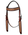 Hilason Western Horse Headstall Handtooled American Leather Dark Brown