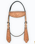 HILASON Western Horse Headstall & Breast Collar American Leather Floral Tan