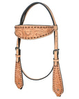 HILASON Western Horse Headstall & Breast Collar American Leather Floral Tan