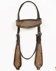 Hilason Western Horse Basket Hand Tooled American Leather Headstall Brown