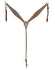 HILASON Western Horse Headstall & Breast Collar American Leather Basket Tan