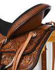 COMFYTACK Horse Barrel Racing American Leather Saddle Floral Dark Brown