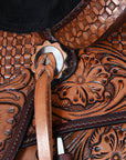 COMFYTACK Horse Barrel Racing American Leather Saddle Floral Dark Brown
