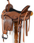 COMFYTACK Horse Barrel Racing American Leather Saddle Floral Dark Brown