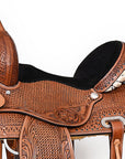 COMFYTACK Horse Barrel Racing American Leather Saddle Floral Dark Brown