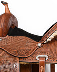 COMFYTACK Horse Barrel Racing American Leather Saddle Floral Dark Brown