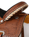 COMFYTACK Horse Barrel Racing American Leather Saddle Floral Dark Brown