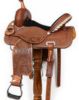 COMFYTACK Horse Barrel Racing American Leather Saddle Floral Dark Brown