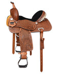 COMFYTACK Horse Barrel Racing American Leather Saddle Floral Dark Brown