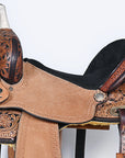 Comfytack Western Horse Barrel Racing Trail Pleasure American Leather Saddle Tack Set With Reins Dark Brown
