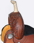 Comfytack Western Horse Barrel Racing Trail Pleasure American Leather Saddle Tack Set With Reins Brown