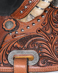 Comfytack Western Horse Barrel Racing Trail Pleasure American Leather Saddle Tack Set With Reins Brown