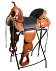 17 In HILASON Western Horse Treeless Trail Barrel Saddle American Leather Tan