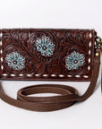 American Darling Organiser Hair-On Hand Tooled Genuine Leather Women Bag Western Handbag Purse