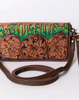 American Darling Organiser Hair-On Hand Tooled Genuine Leather Women Bag Western Handbag Purse